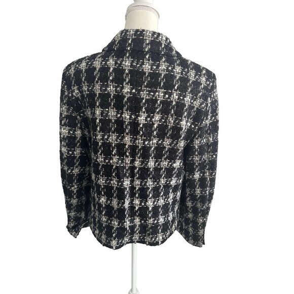TALBOTS Italian Wool Mohair Blend Black Plaid Jacket Blazer Size 16 - Picture 6 of 8